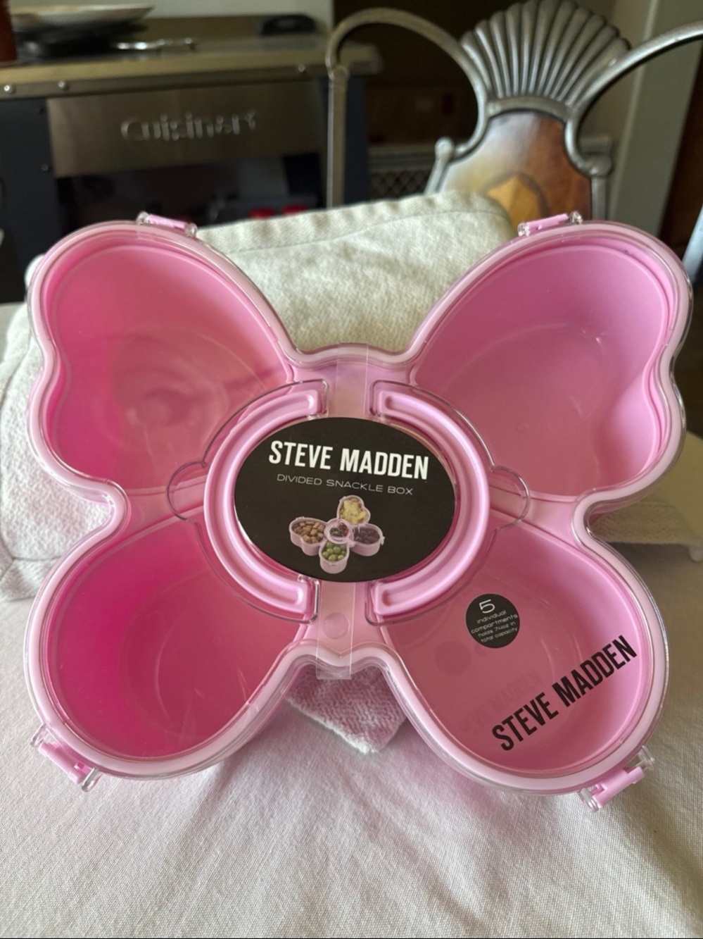 Pink Butterfly Snackle Box Divided With Handle by Steve Madden